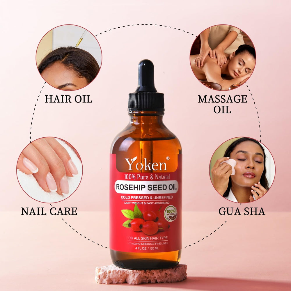 Yoken Aceite Rosa Mosqueta para cabello, brillo suave.