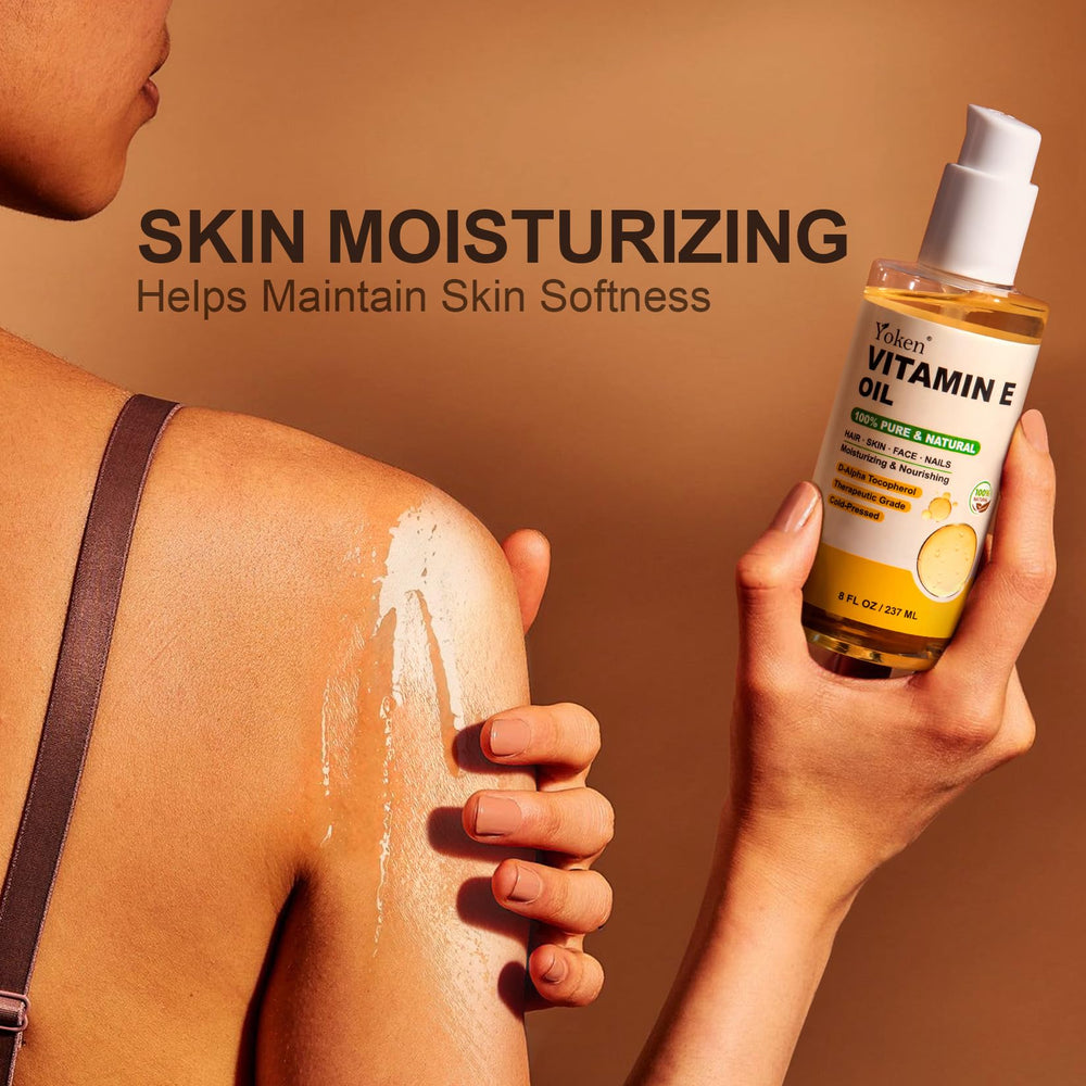 Yoken Aceite Vitamina E, textura suave que hidrata la piel.