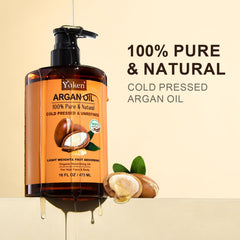 Yoken argan oil for hair care reduces frizz and adds natural shine.