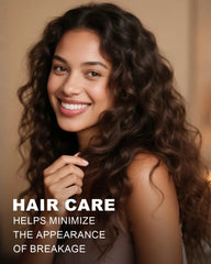 Yoken Argan Oil on hair enhances smoothness and natural gloss.