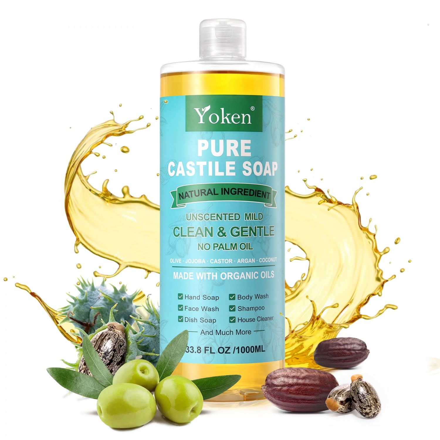 Aceite de ricino y jojoba en Yoken Castile para nutrición suave