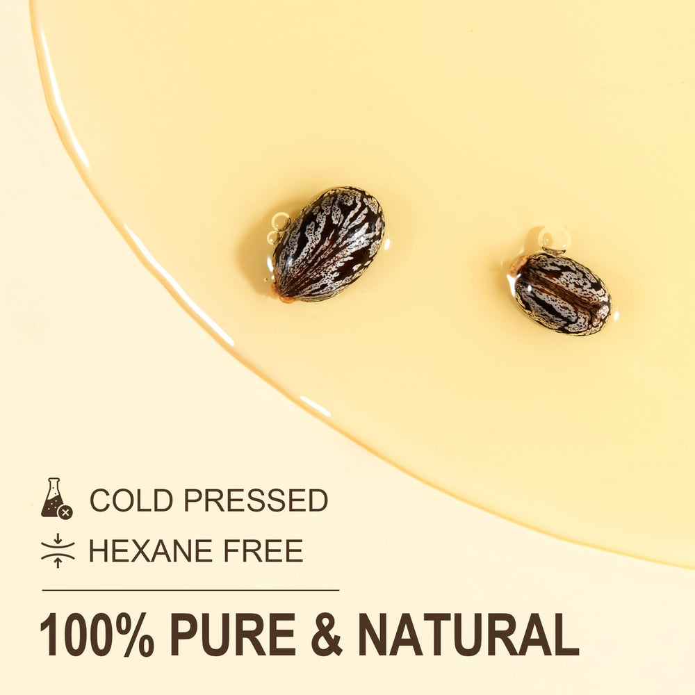 Yoken castor oil nourishes eyelashes and eyebrows with rich fatty acids.