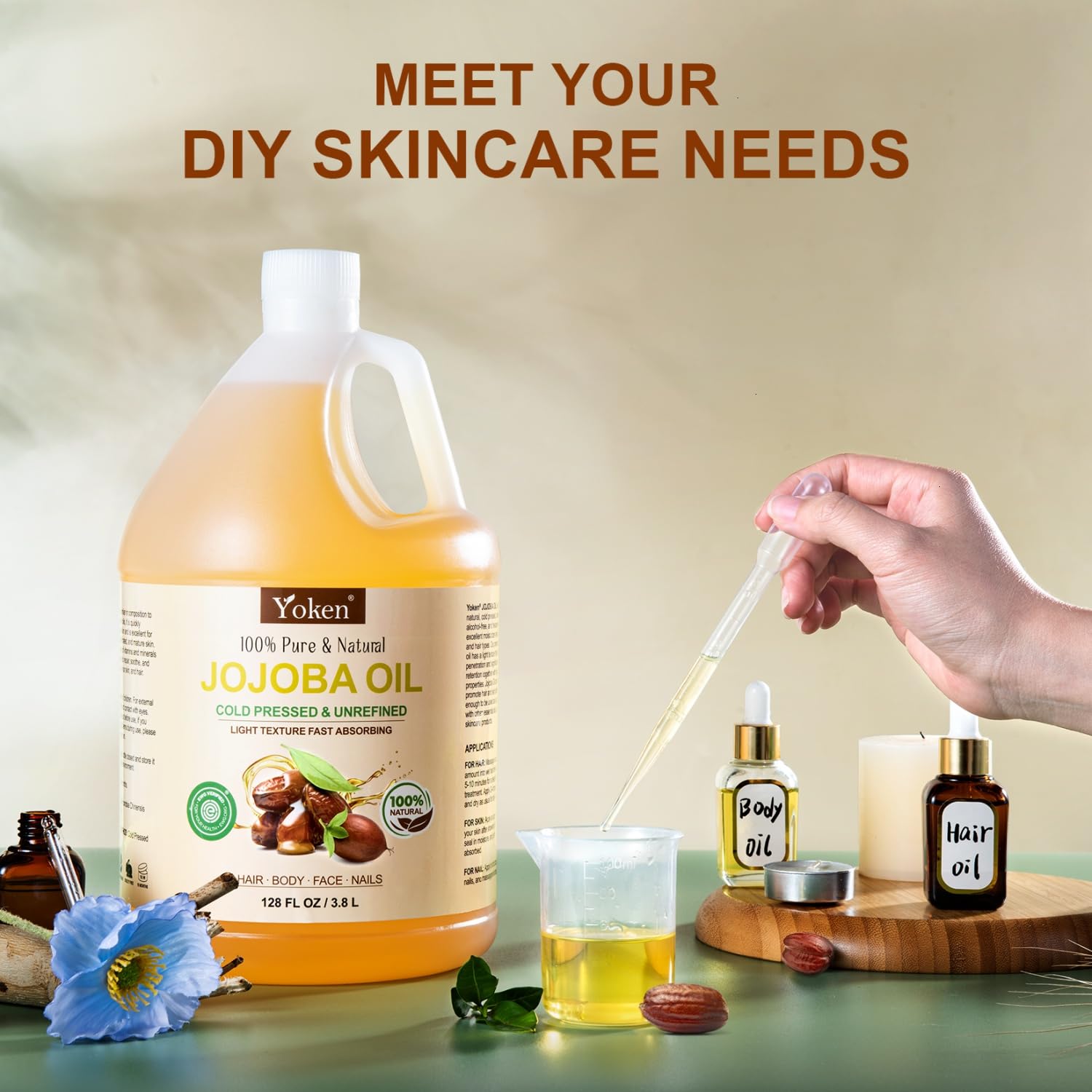 Yoken Jojoba Oil bulk gallon for DIY skincare projects.