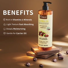 Face application: Yoken jojoba oil provides lightweight hydration.
