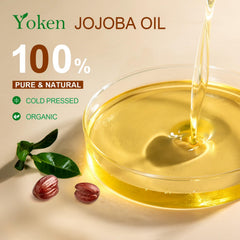 Yoken Jojoba Oil applied as a hair treatment to tame frizz.