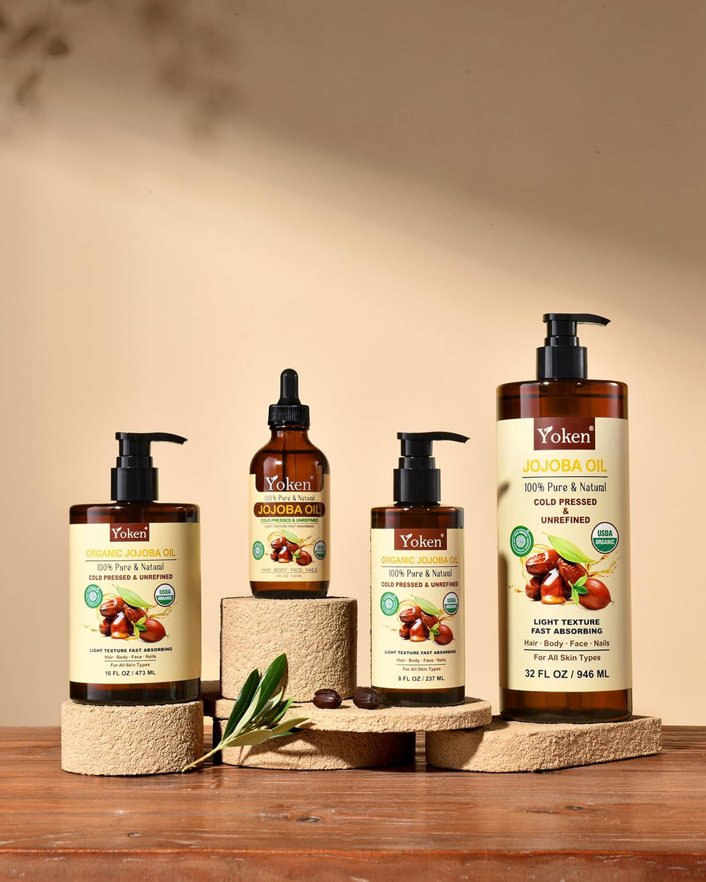 Yoken Jojoba Oil on hair adds natural shine and smoothness.