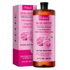 Yoken Pure Rose Water Toner bottle in 32 fl oz bulk for daily-use hydration