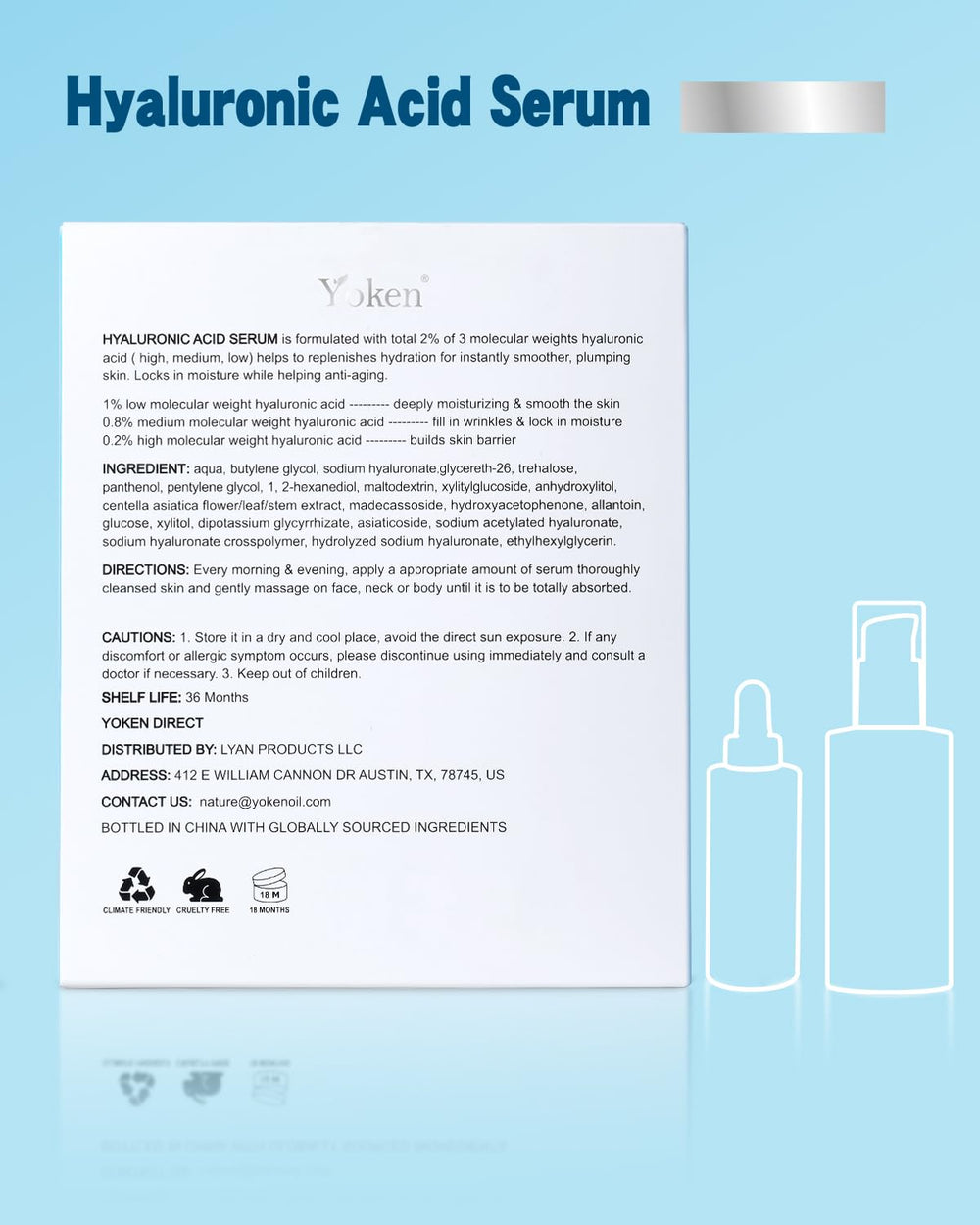 Yoken suero absorción rápida: piel hidratada sin sensación grasa.