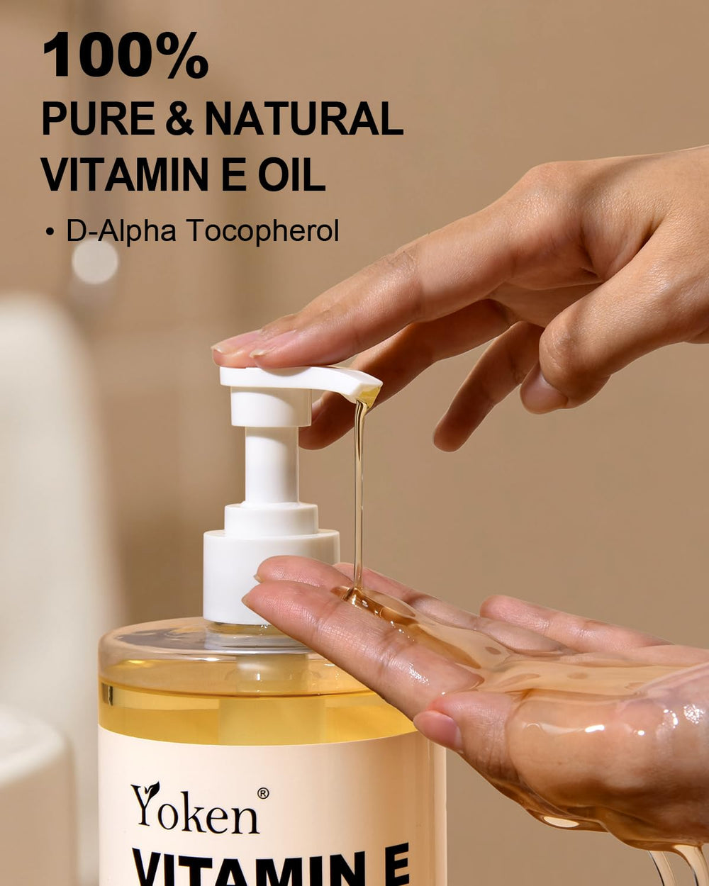 Yoken Vitamin E Oil applied to the face for gentle hydration and care.