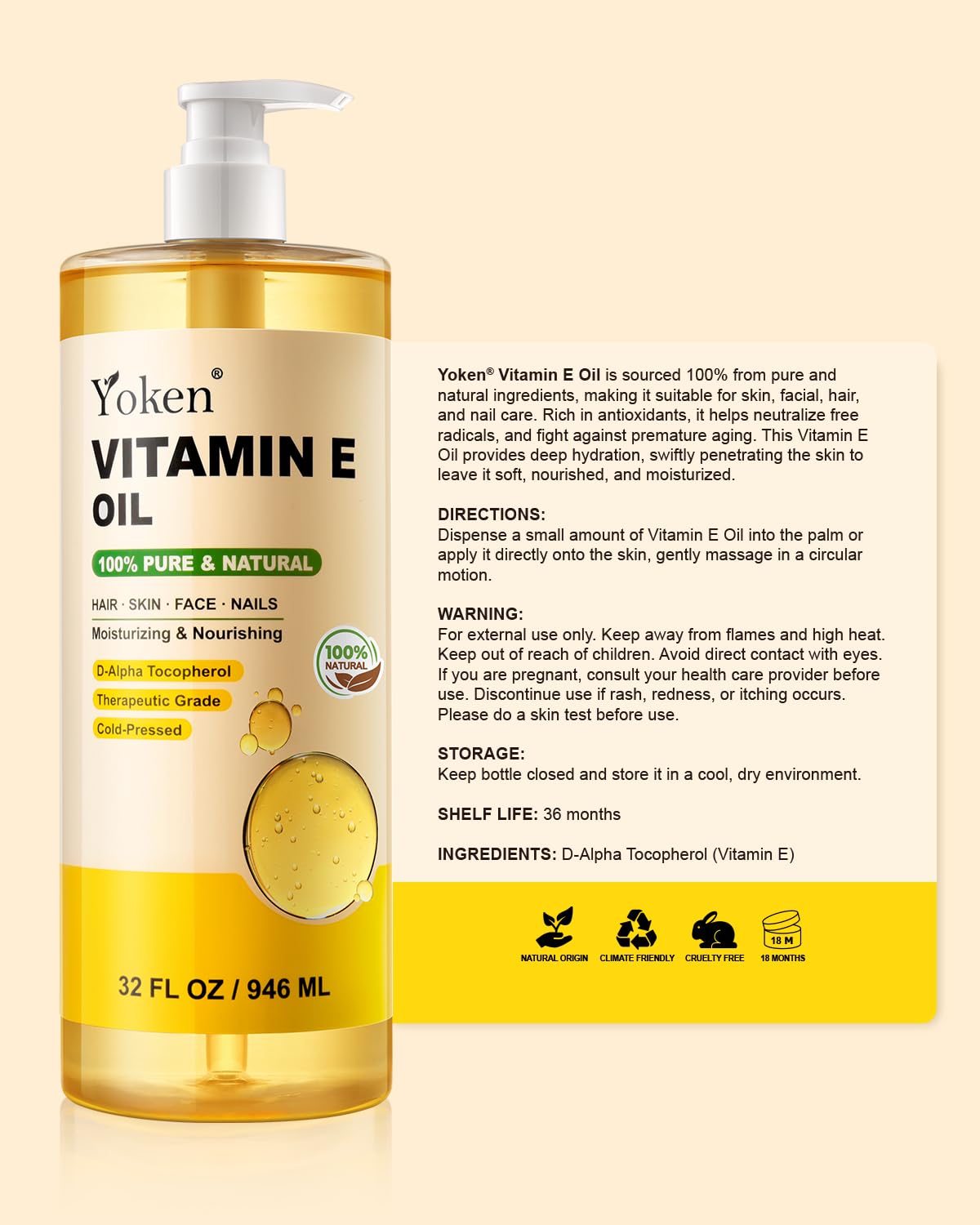 Stored Yoken Vitamin E Oil bulk container for long-term use.