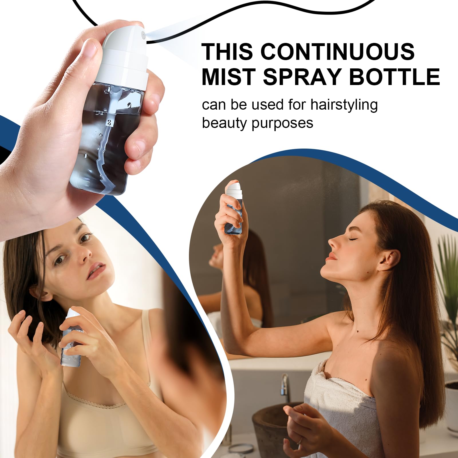 Two-tone light blue and light green bottles help you distinguish contents.