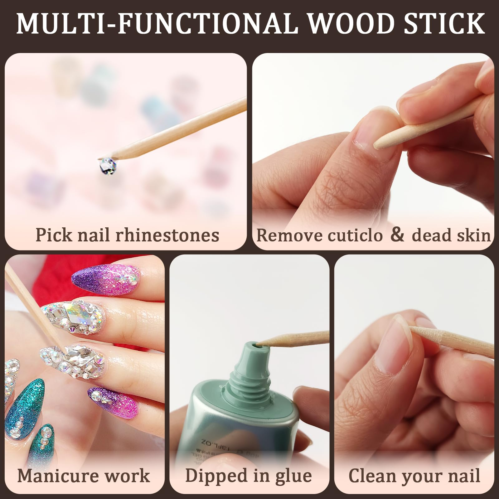 YOLCAR orange wood nail sticks ideal for detailed nail art work
