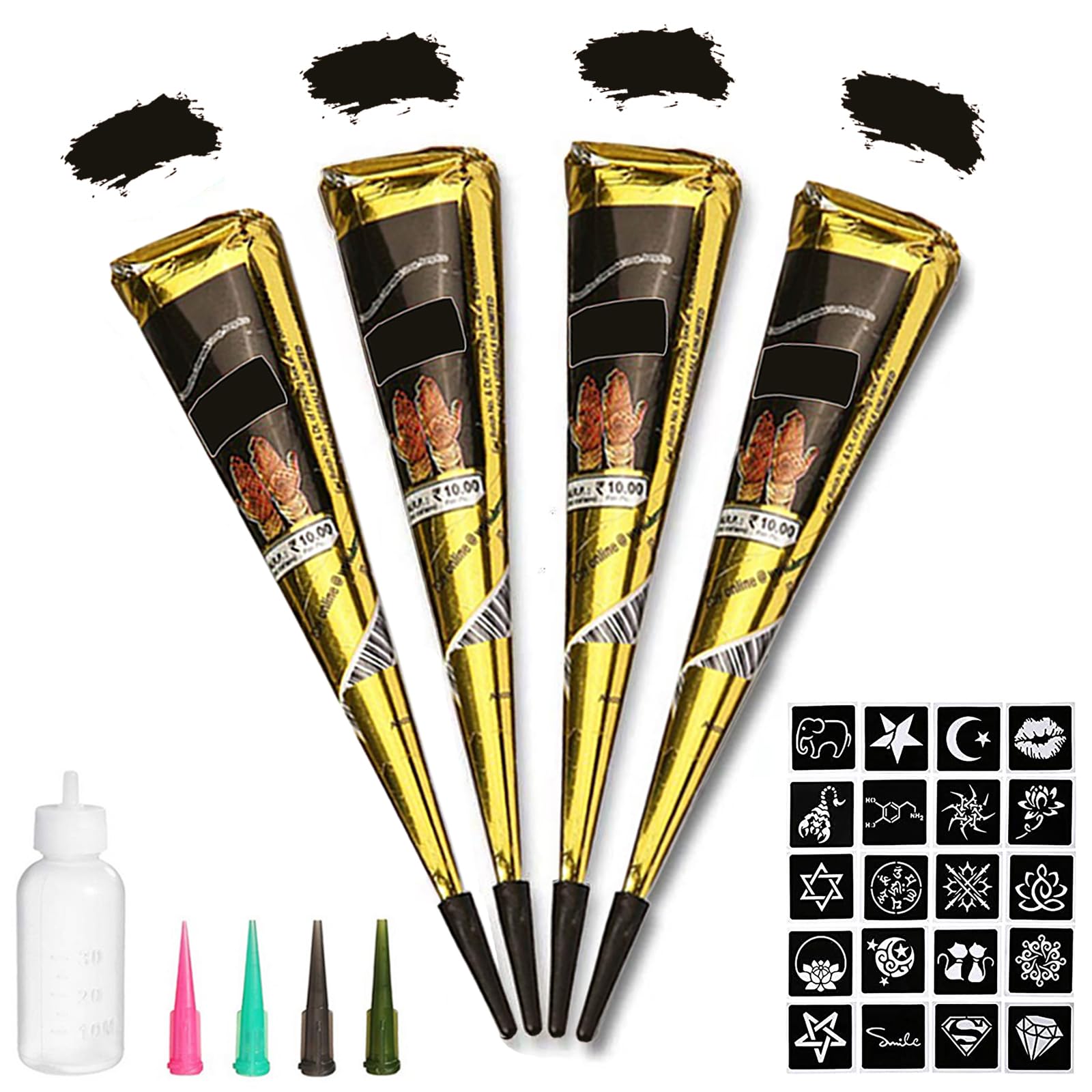 Conos de tinta negra Yomagine para diseños temporales.