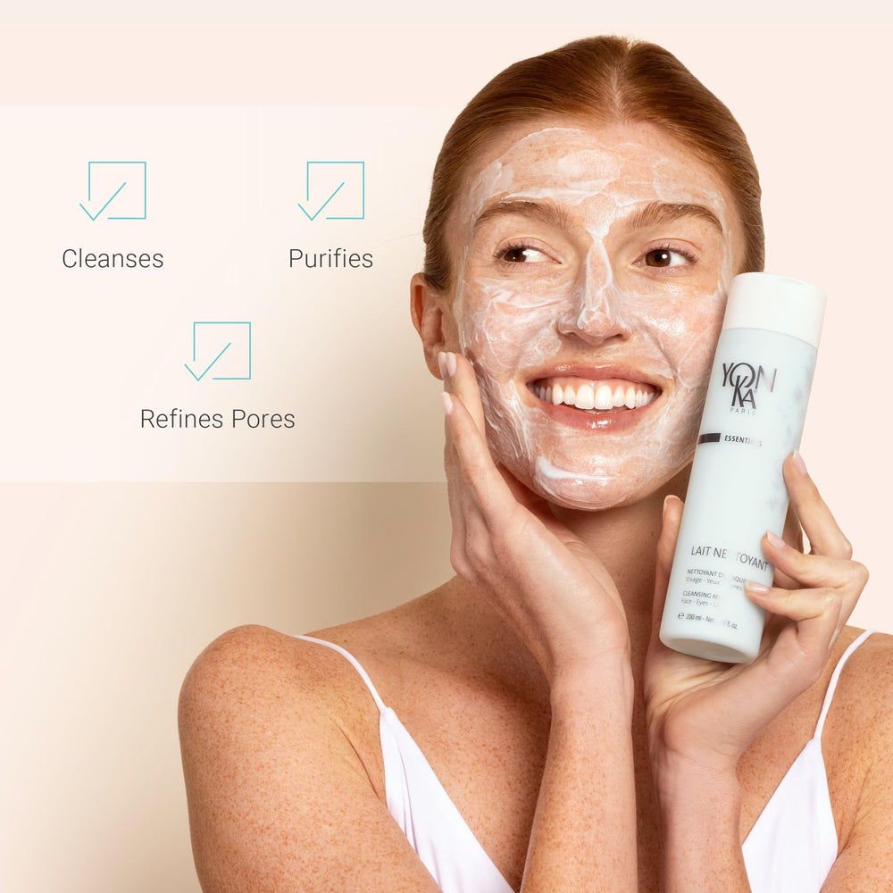 YON-KA cleansing milk face application on clean skin