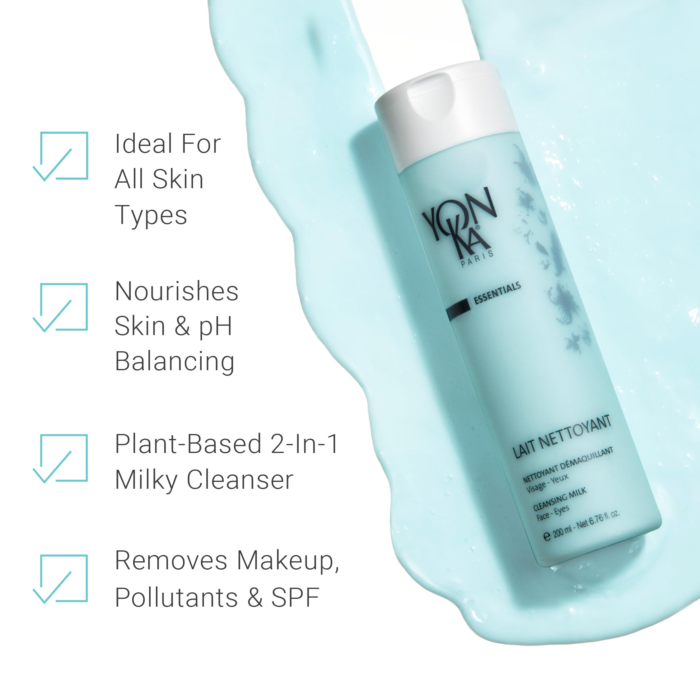 YON-KA cleansing milk texture close-up shows creamy formula