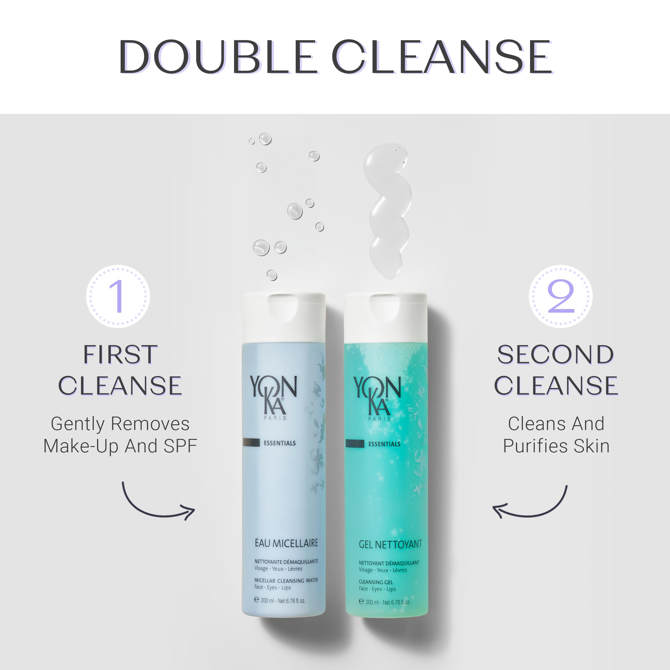 Yon-Ka Gel Cleanser on bathroom shelf suggests gentle freshness.