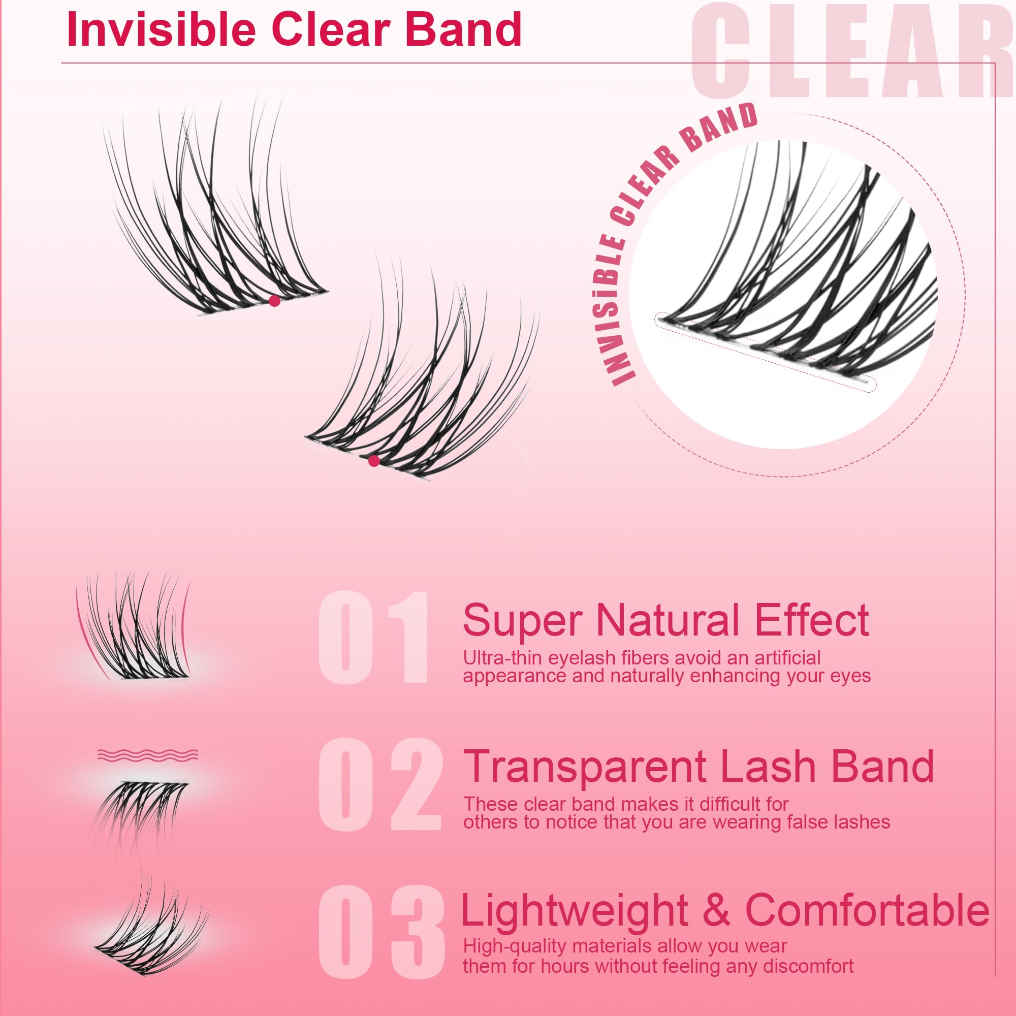 YooNoya invisible band lash clusters for a seamless, natural finish in daily makeup.