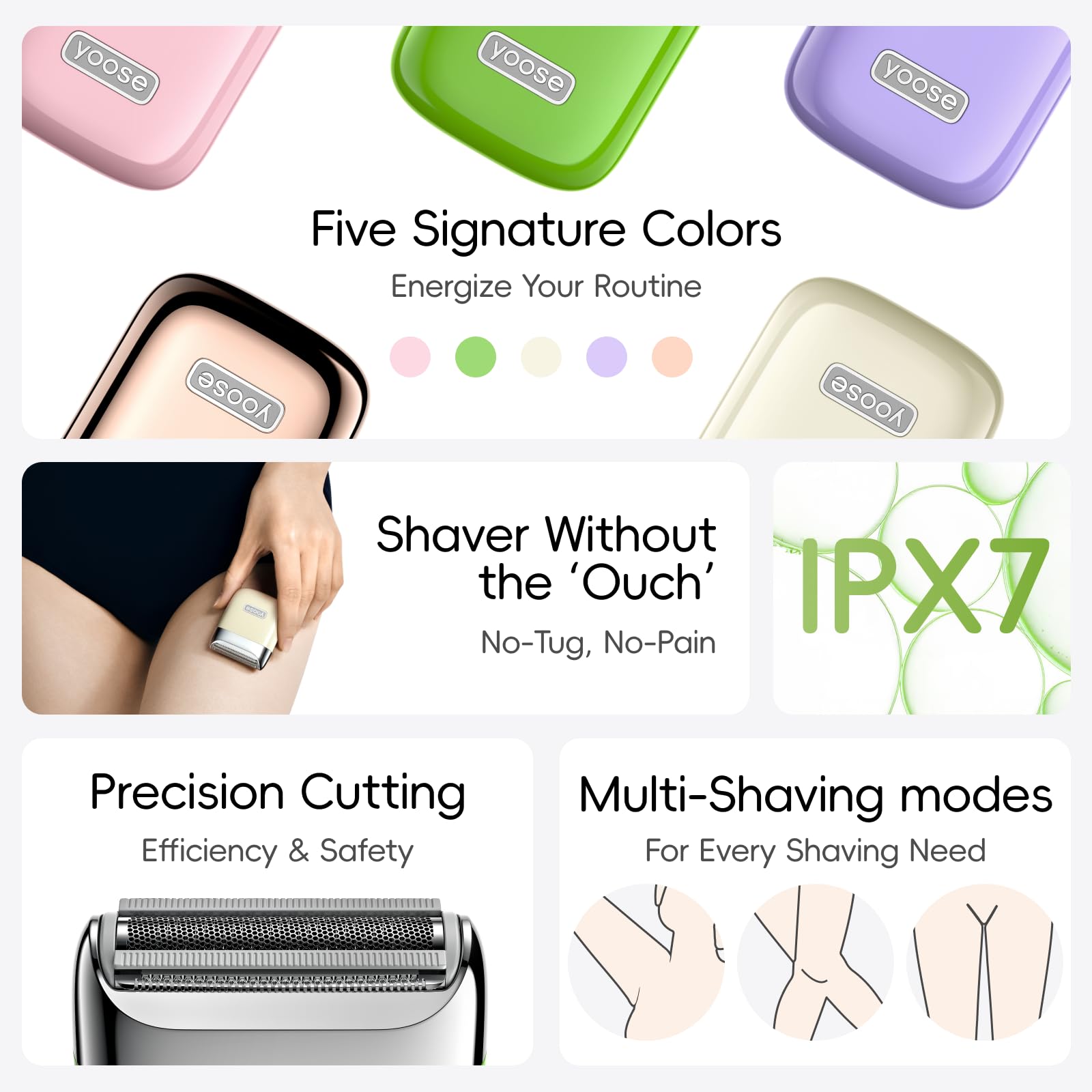 Yoose bikini trimmer head attachments for precise intimate grooming