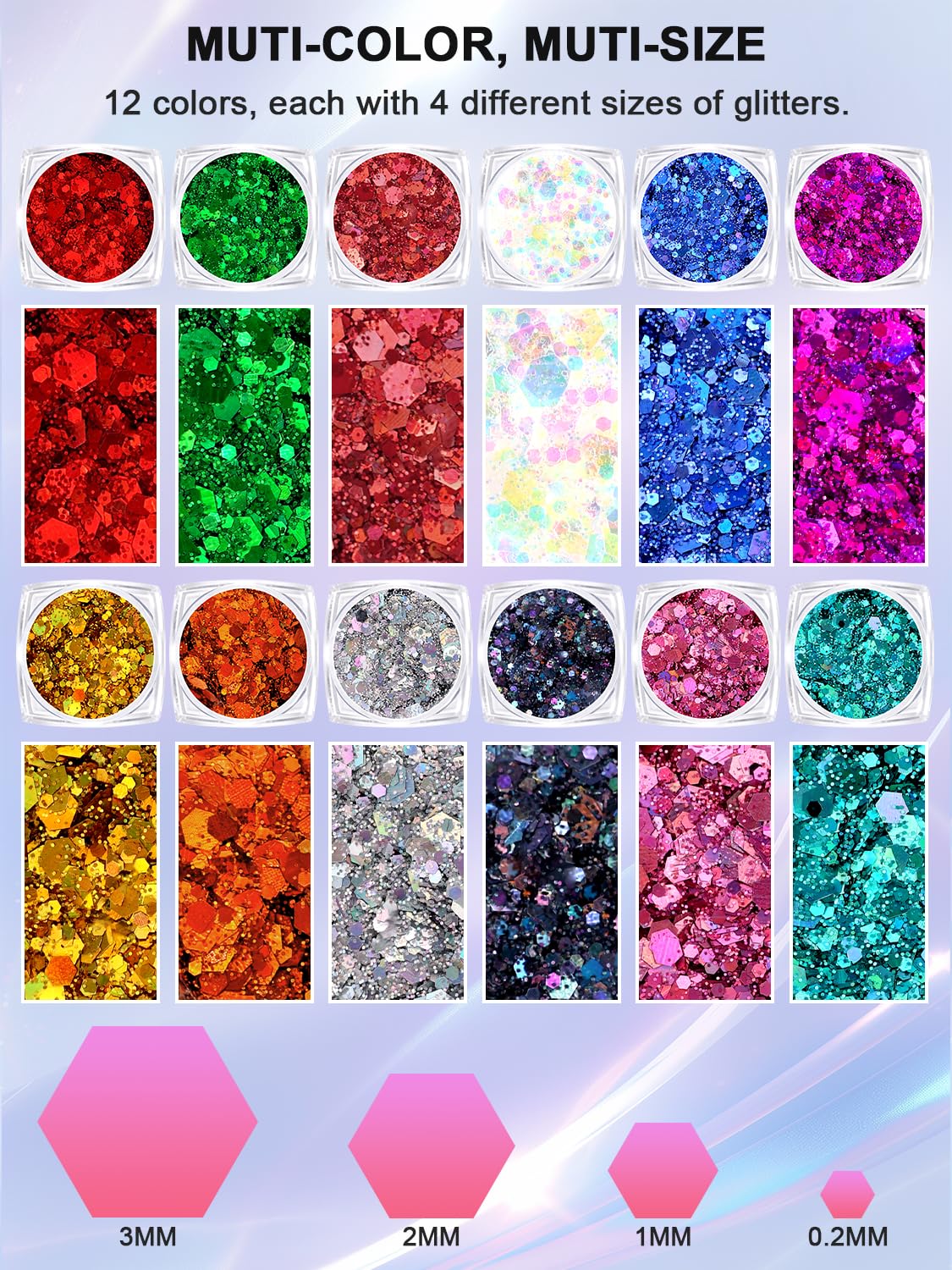 YOOVR brillo 12 tonos brillantes para estilos variados.