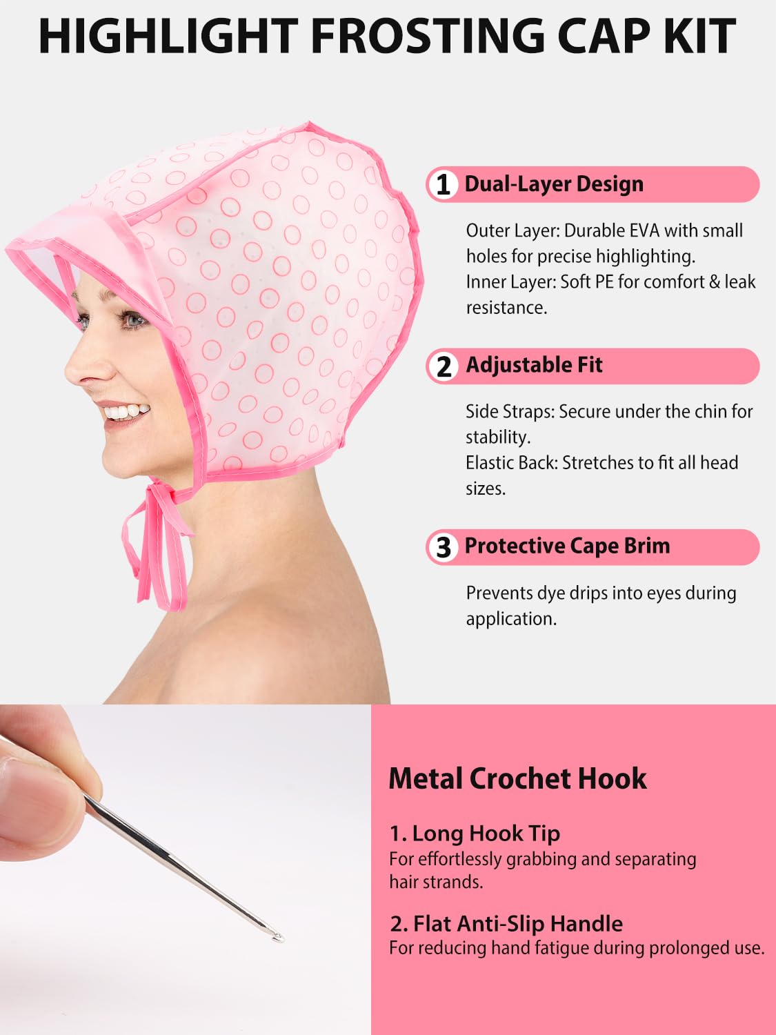 YOOVR highlight caps with hook aid precise hair sectioning.