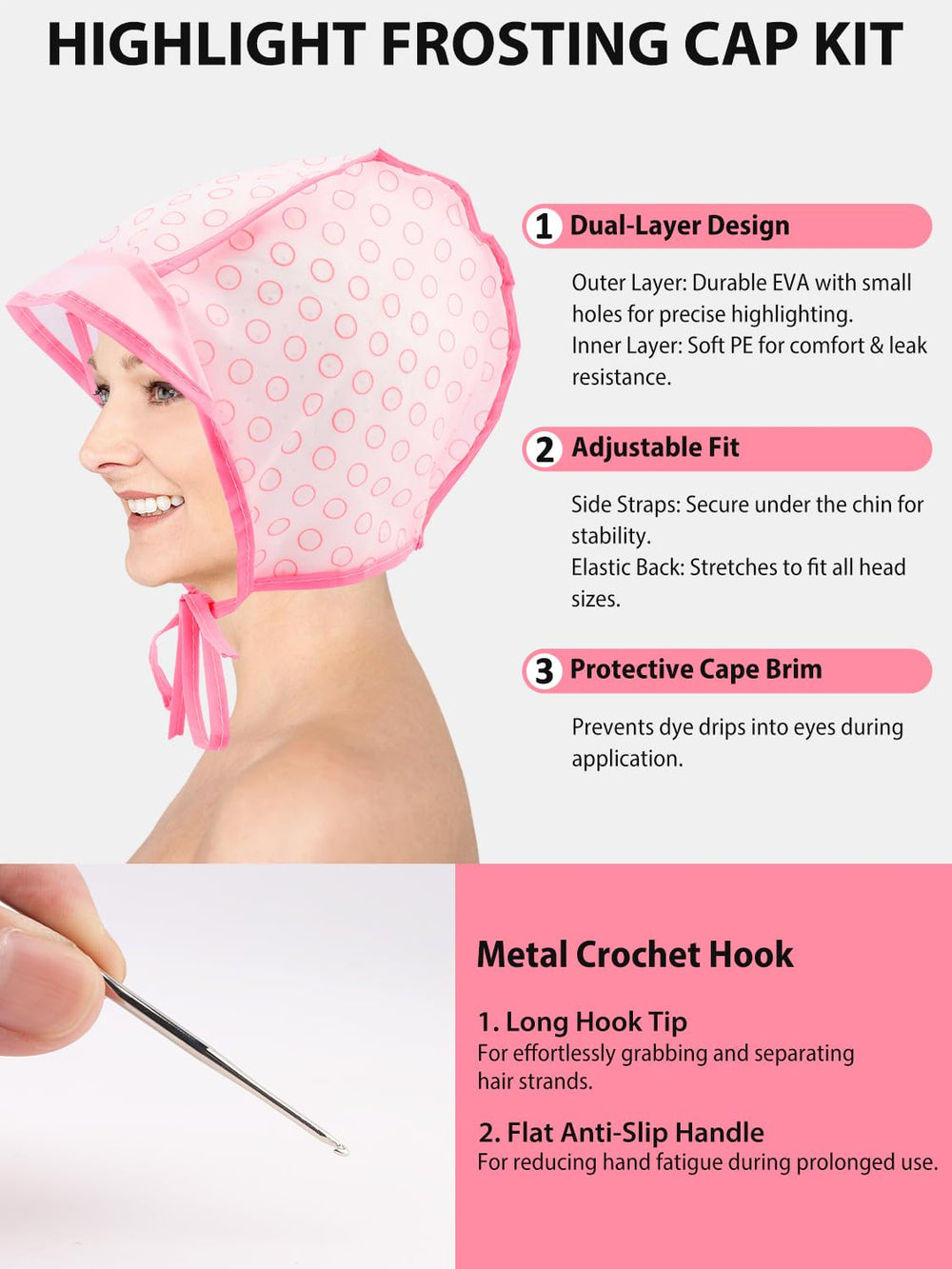 YOOVR highlight caps with hook aid precise hair sectioning.