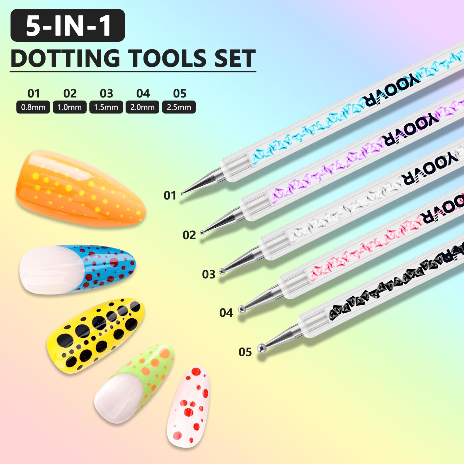 YOOVR gemstone-handled nail art tools add luxury to your manicure.