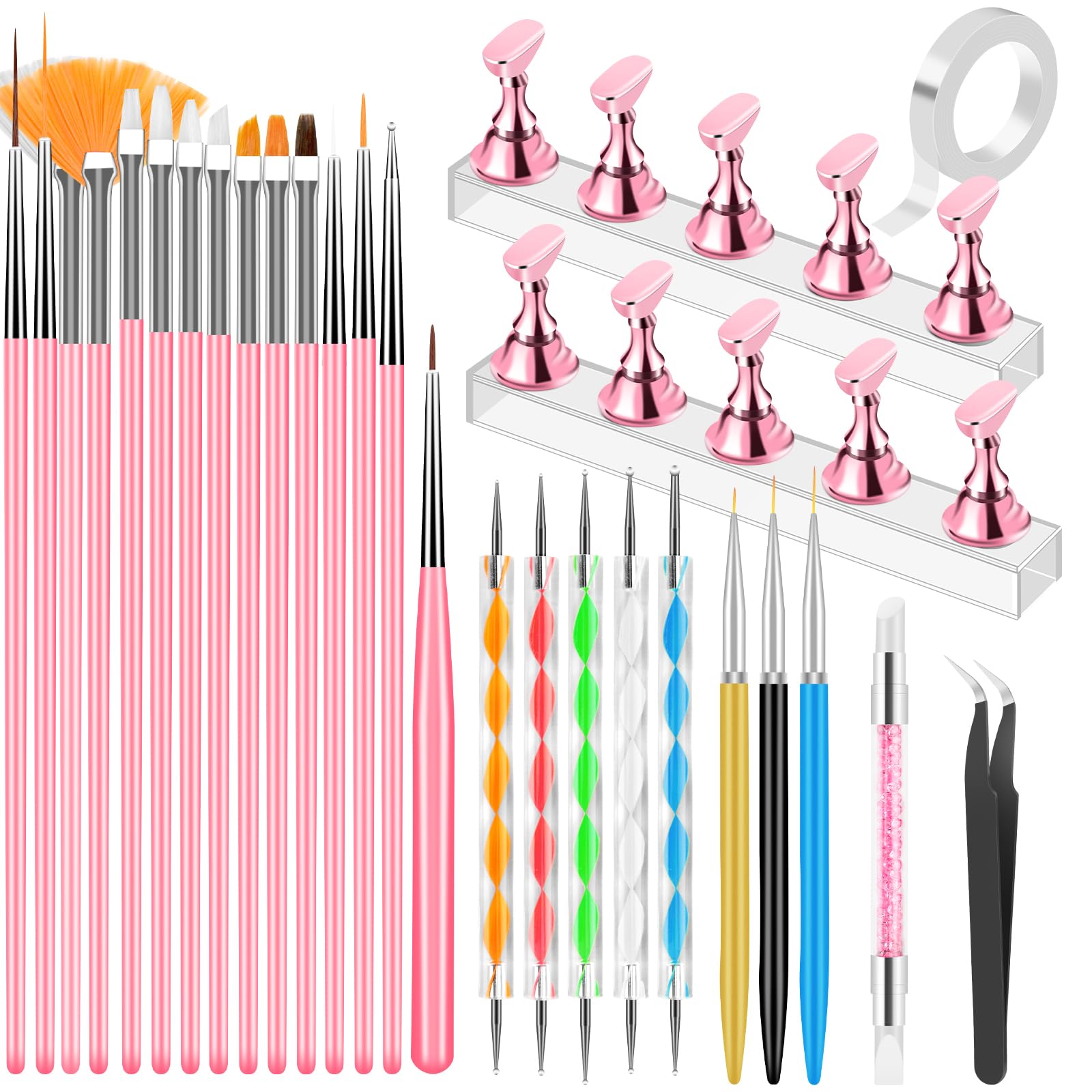 YOOVR Nail Art Tools Set: brush variety for precise linework in home manicures.