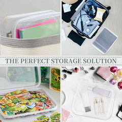 YOPCDJ makeup organization pouch interior shot emphasizes transparent visibility.