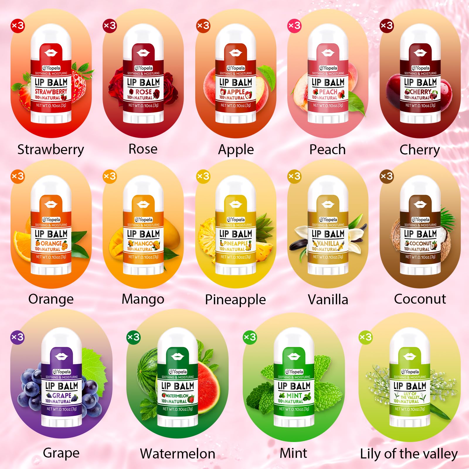 Yopela 14-flavor assortment for varied lip care anywhere