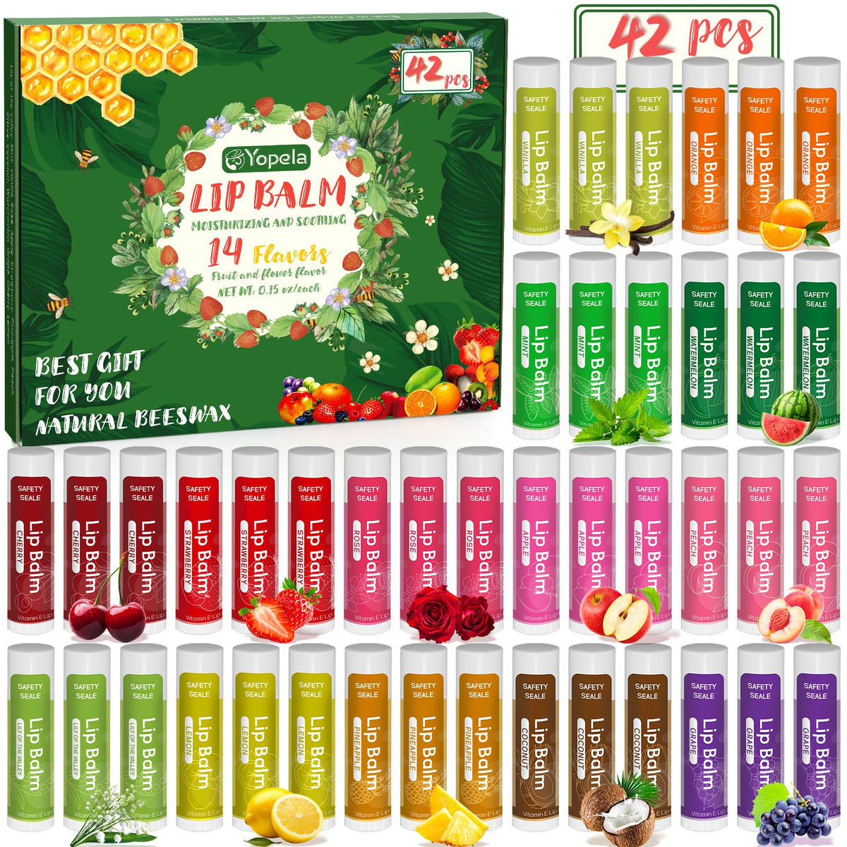 Yopela vanilla flavor lip balm with vitamin E nourishes dry lips