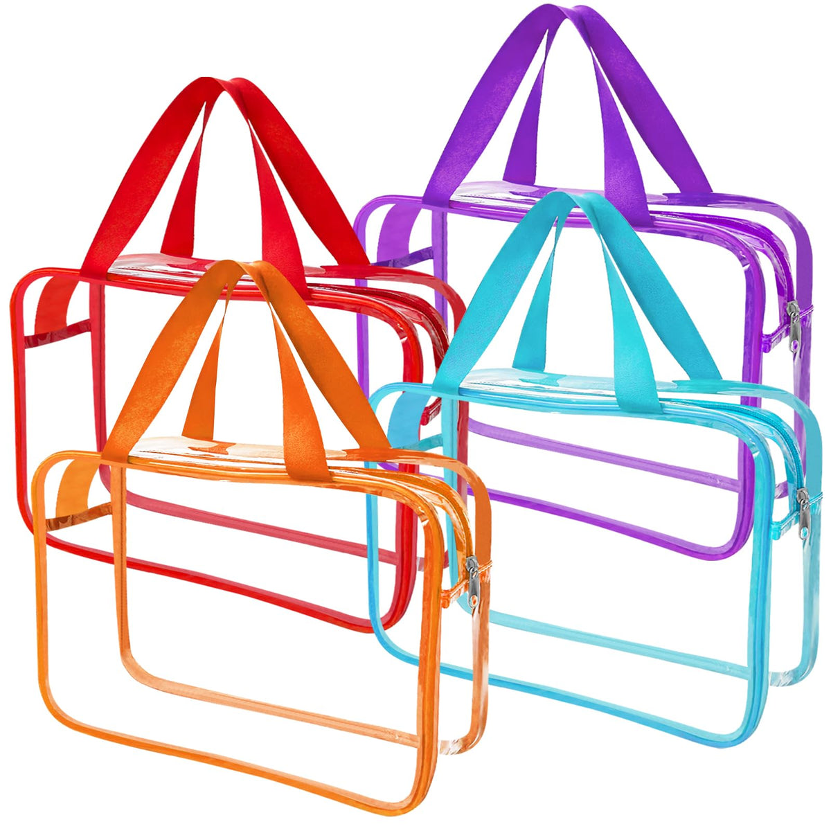 YOQIVEXU four-pack large clear makeup bags for quick content visibility and packing efficiency.