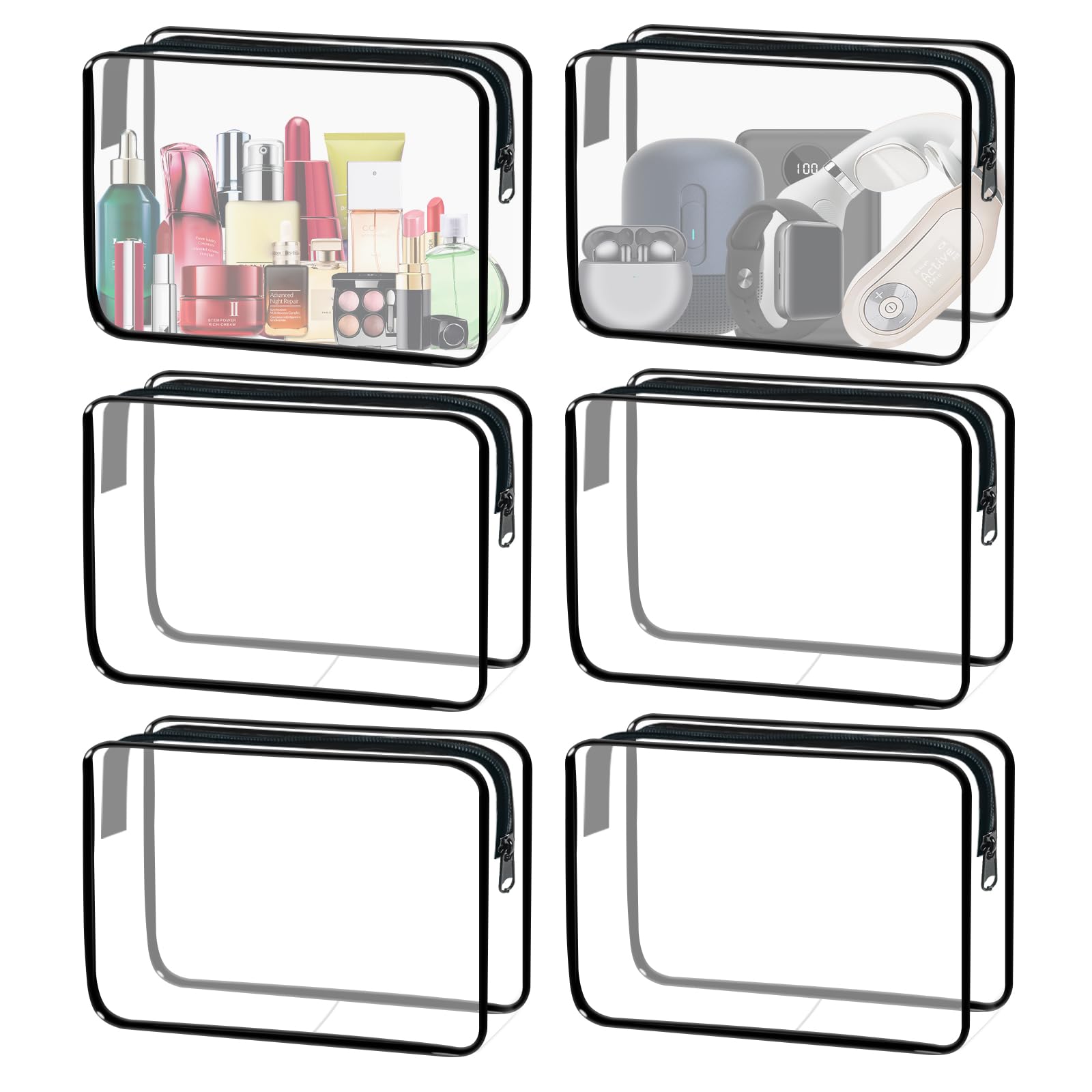 YOQIVEXU six-pack clear cosmetic bags for organized travel storage