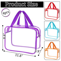 YOQIVEXU clear makeup bag with handle for easy lifting and hanging.