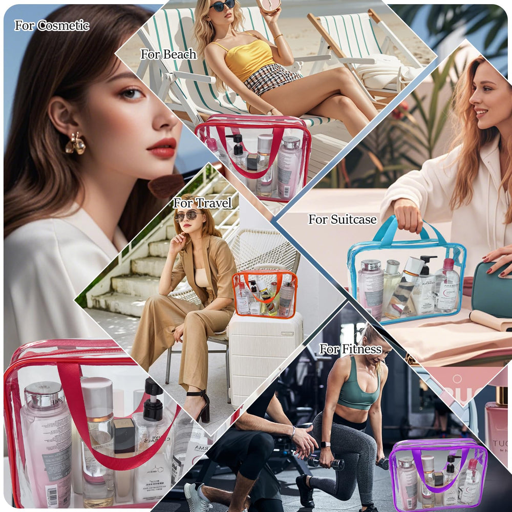 YOQIVEXU see-through travel organization bag used for cosmetics and toiletries.
