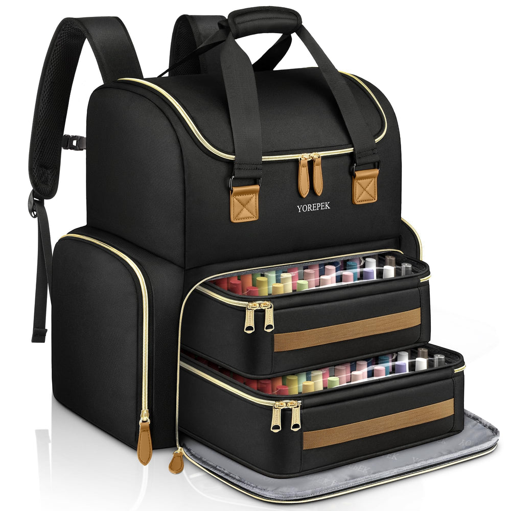 YOREPEK extra-large nail polish organizer backpack keeps 96-100 bottles neatly stored on the go.