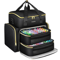 YOREPEK nail polish organizer case showing capacity for up to 100 bottles on the go