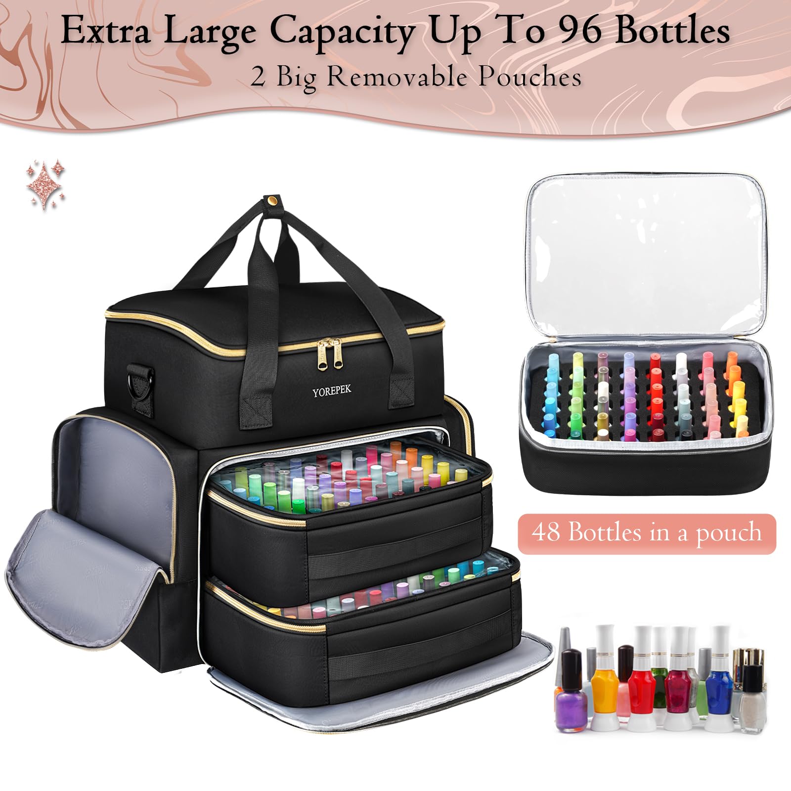 Mesh pocket highlighting storage for brushes and tools