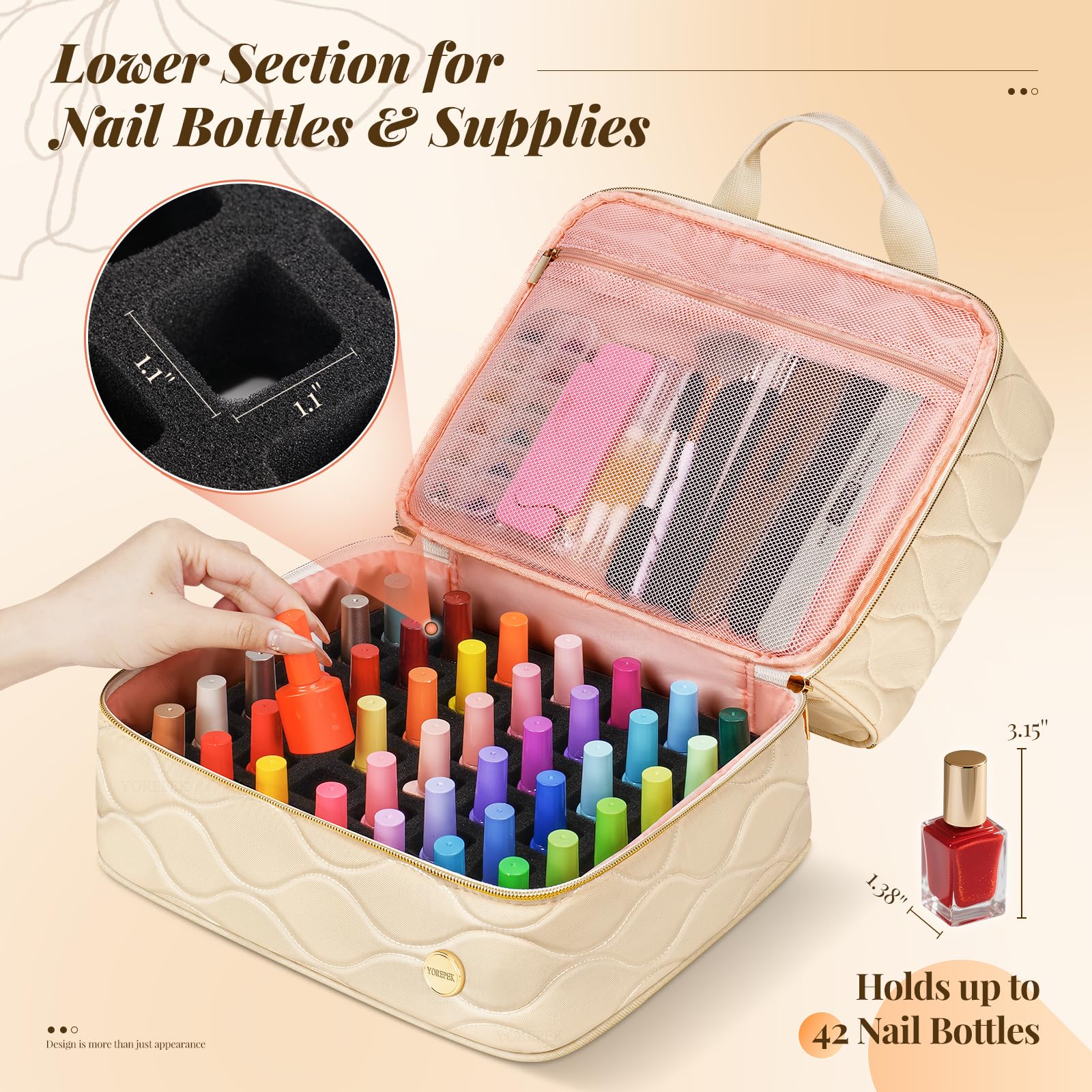 YOREPEK removable divider top layer holds UV lamp or drills securely