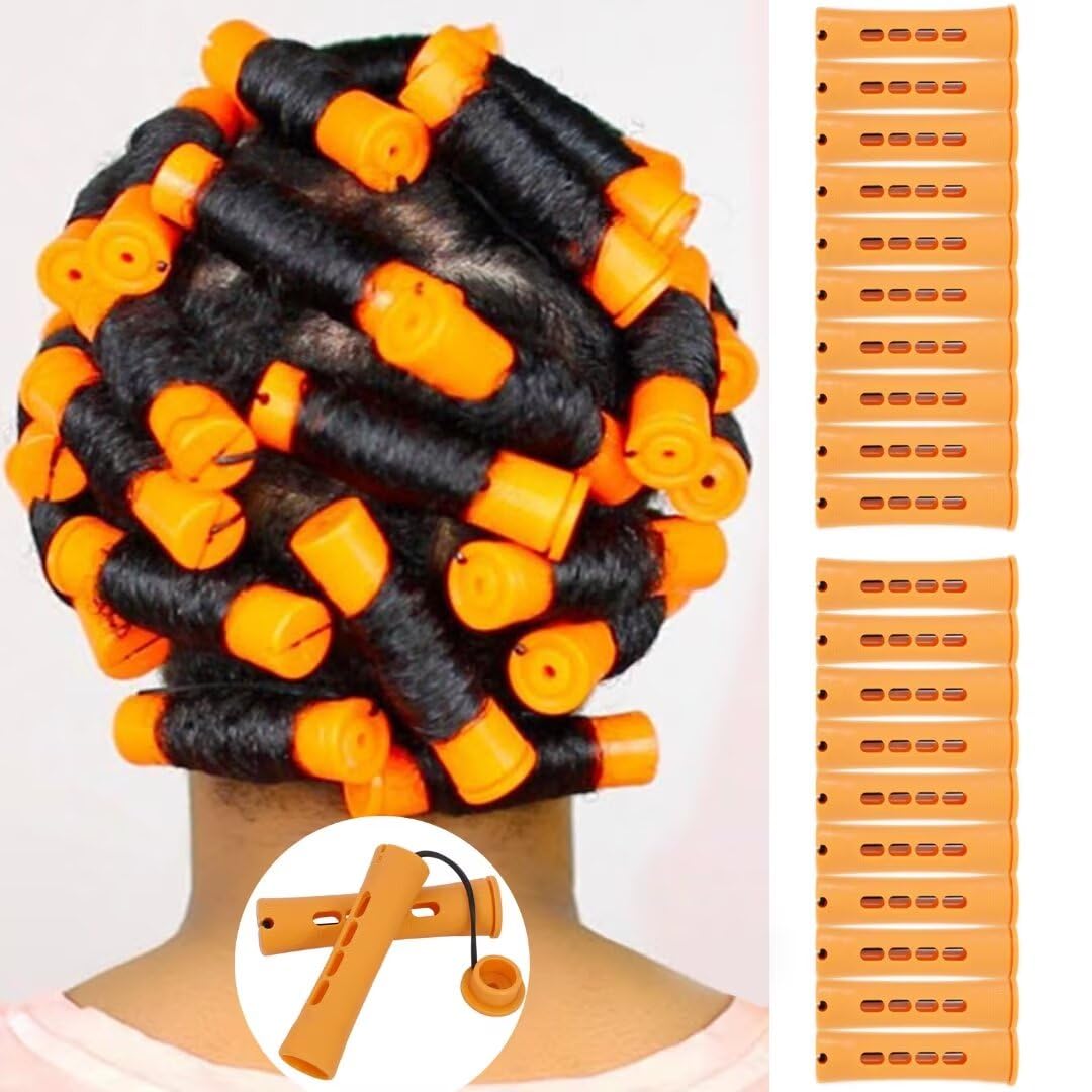 YOROSTAR orange perm rods for long hair for non-heat curling at home