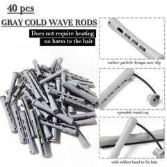 YOROSTAR gray perm rods with steel comb included for convenient styling