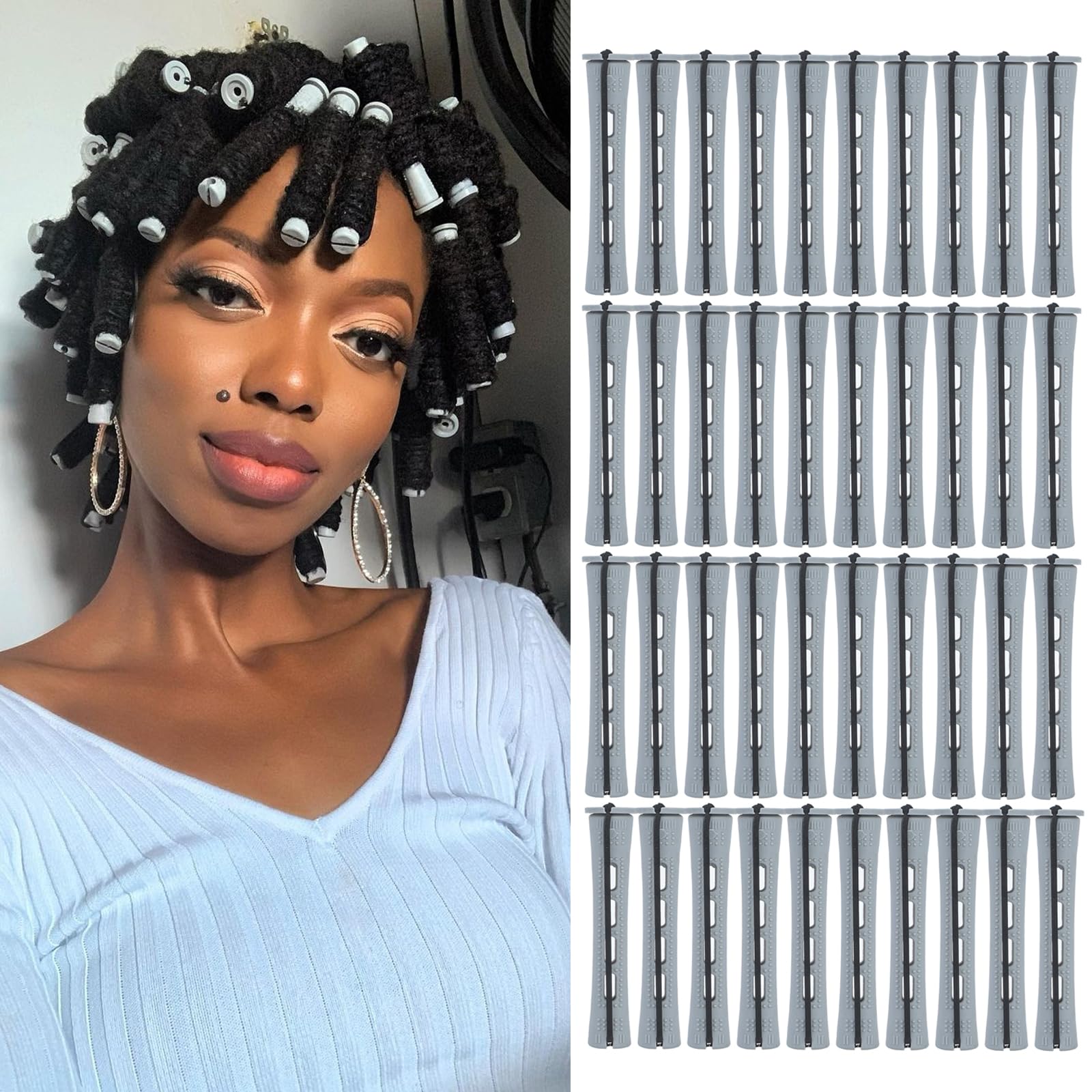 YOROSTAR gray perm rods ready for full-head styling at home or in the salon
