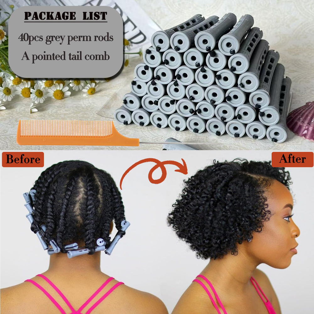 YOROSTAR gray perm rods with rubber band clamp for secure hair