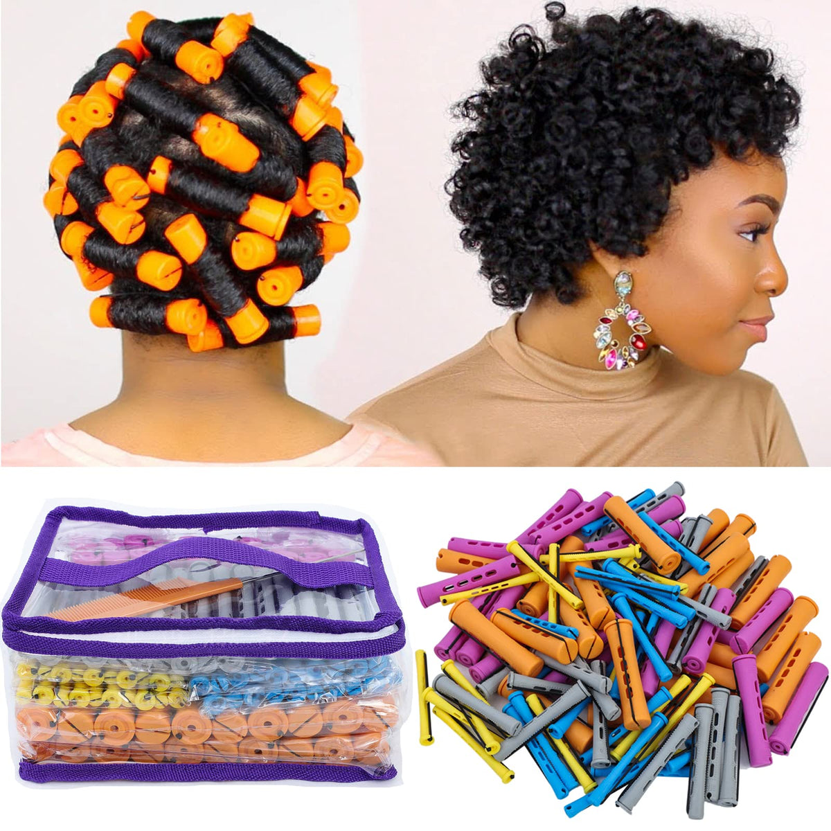 YOROSTAR orange-cover perm rods for easy at-home curling with secure grip.