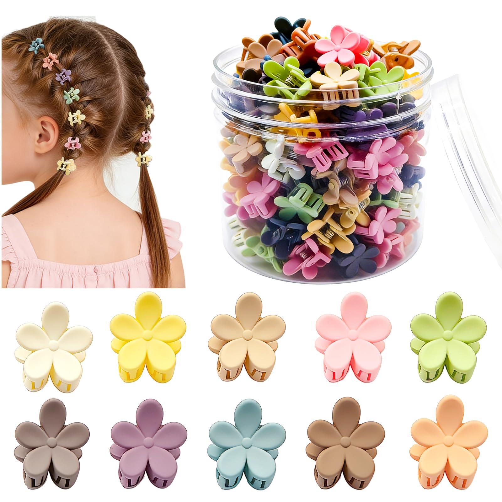 YosaiHom mini flower clip colorful assortment for kids adds playful charm to hairstyles.