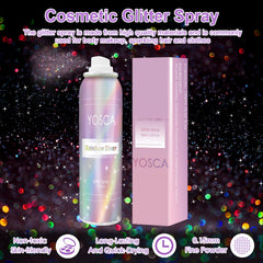 YOSCA Brillo para cabello en spray con brillo suave y duradero.