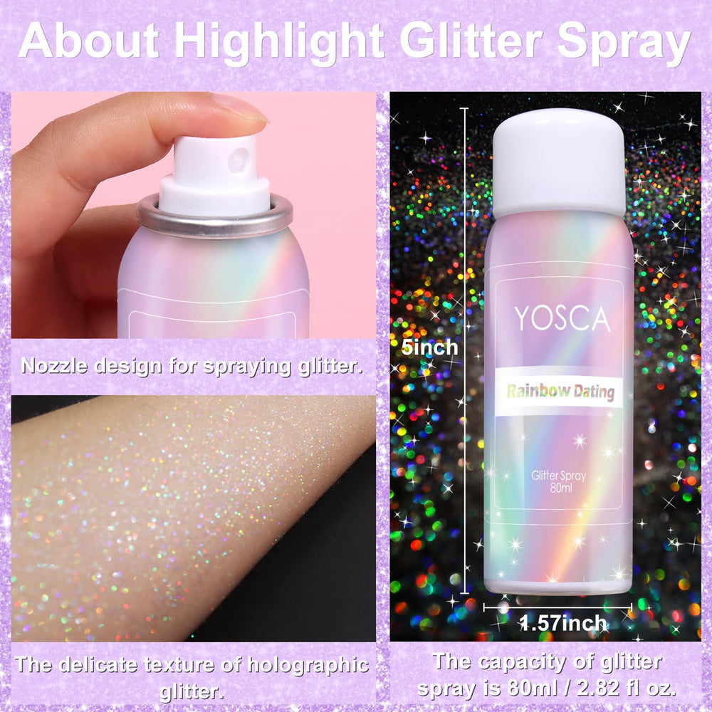 Yosca brillo corporal plata hologografico para una piel reluciente y suave
