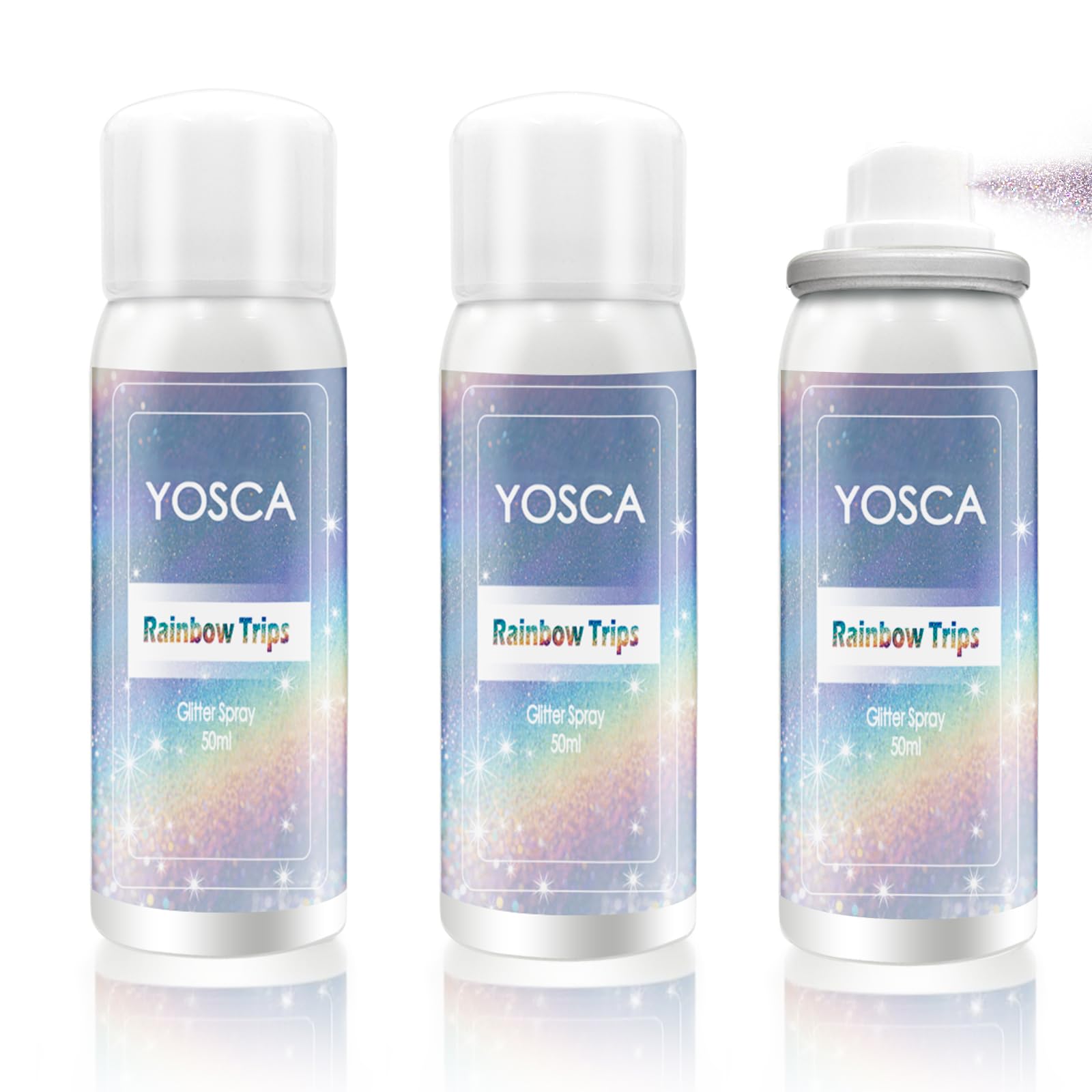 Yosca Spray de purpurina destello plateado en piel para fiesta