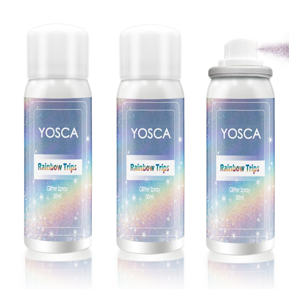Yosca Spray de purpurina destello plateado en piel para fiesta