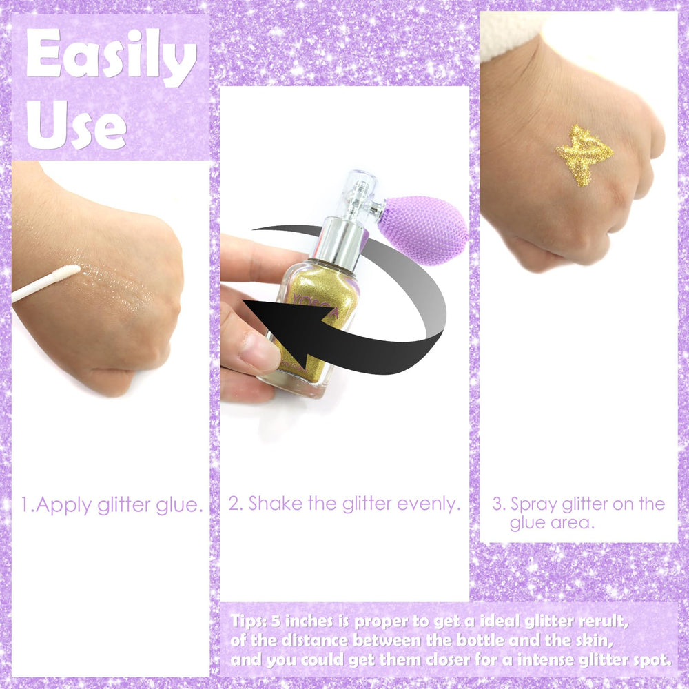 Yosca Glitter Spray Kit: recarga de 10 ml para mantener el brillo.
