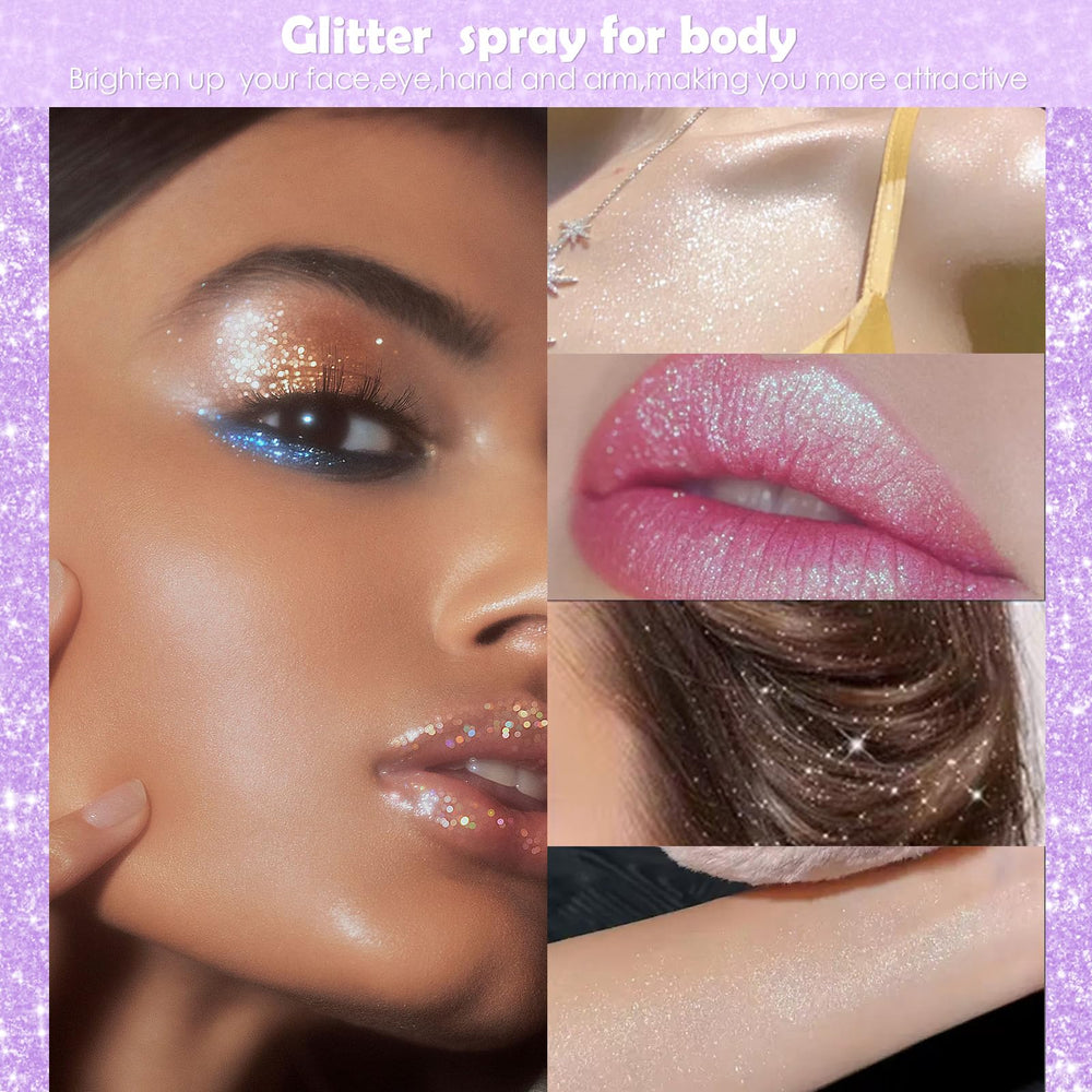 Yosca Glitter Spray para cuerpo: brillo festivo para la piel.